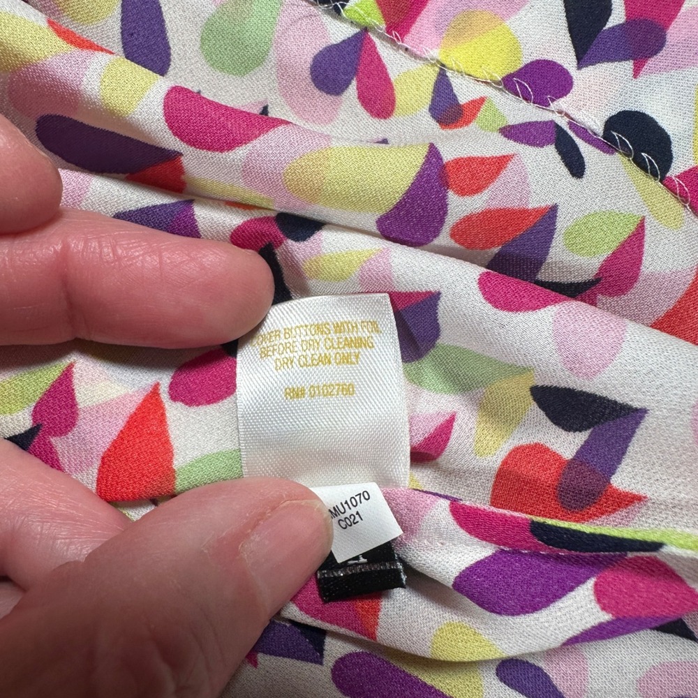 Kate Spade New York 100% Silk Heart Print Tie Waist Blouse Women's Small - Picture 8 of 9